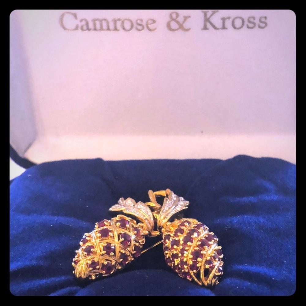 Camrose & Kross JBK Ruby Berry Gold Tone Brooch